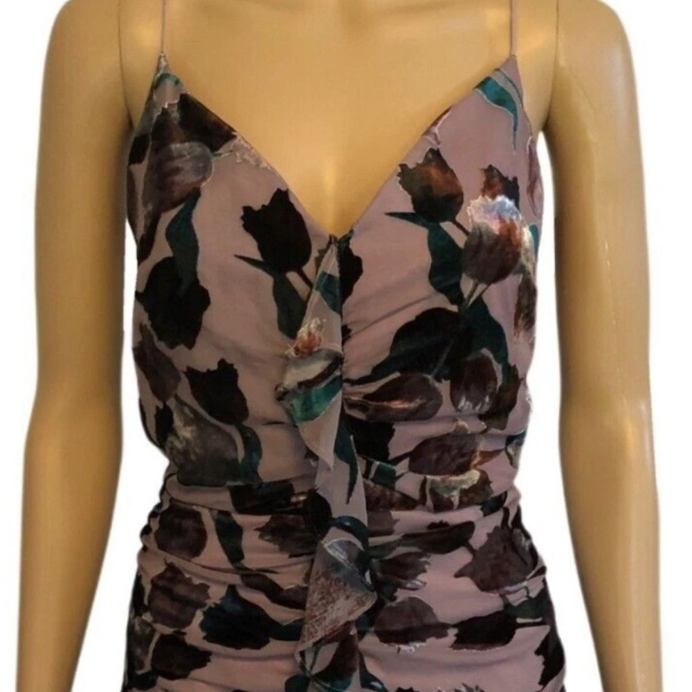 BNWT Aidan mattox ruched printed velvet dress - Picture 11 of 11